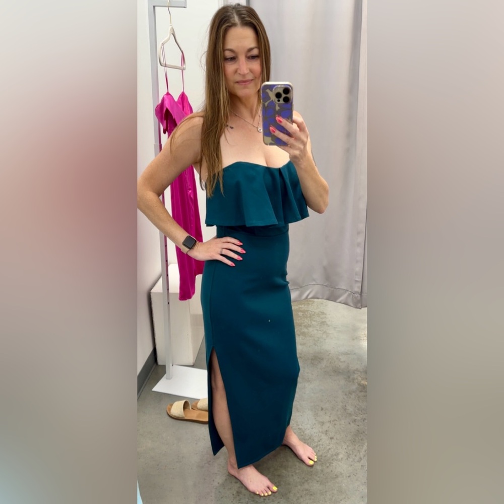 Chic Strapless Teal Dress